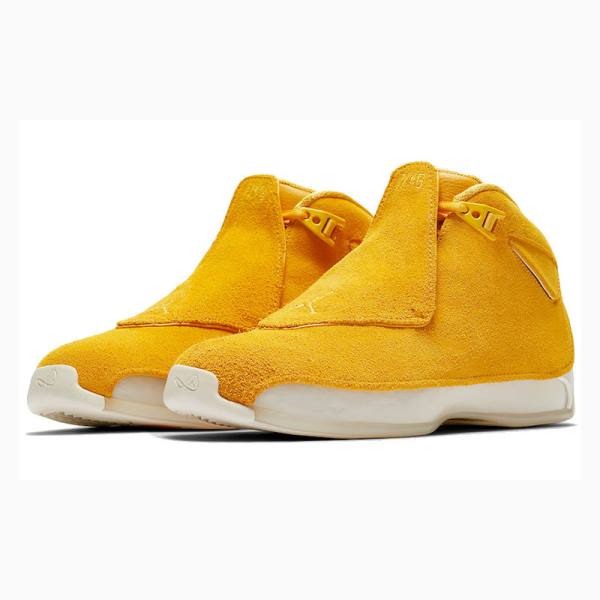 Nike Retro Süet Basketbol Ayakkabısı Air Jordan 18 Erkek Sarı | JD-087EX