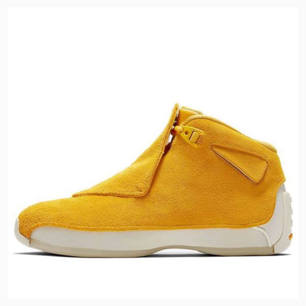 Nike Retro Süet Basketbol Ayakkabısı Air Jordan 18 Erkek Sarı | JD-087EX