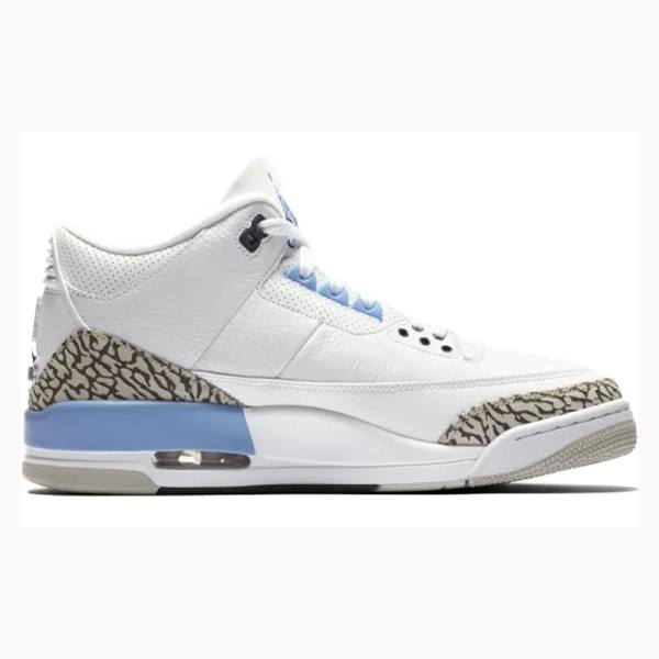 Nike Retro UNC Basketbol Ayakkabısı Air Jordan 3 Erkek Beyaz Mavi | JD-267LQ