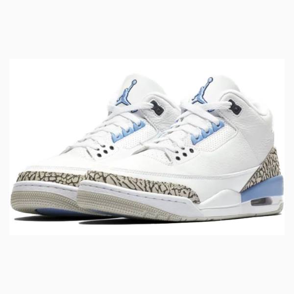 Nike Retro UNC Basketbol Ayakkabısı Air Jordan 3 Erkek Beyaz Mavi | JD-267LQ