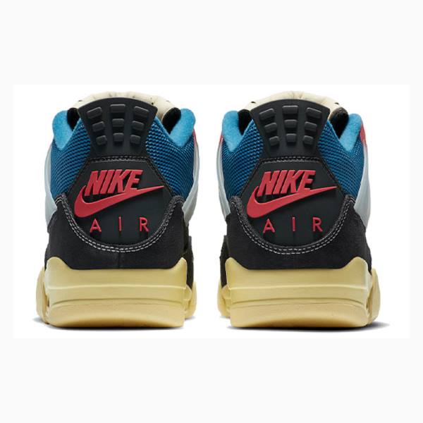 Nike Retro Union Off Noir Basketbol Ayakkabısı Air Jordan 4 Erkek Siyah Mavi | JD-237JU