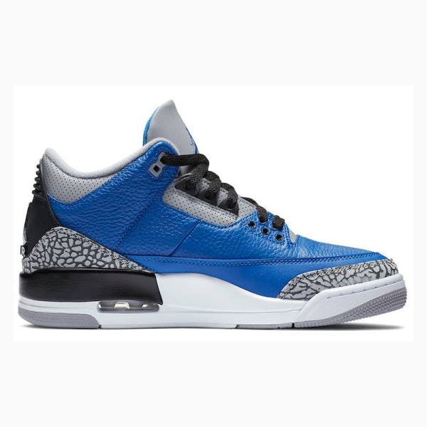 Nike Retro Varsity Royal Basketbol Ayakkabısı Air Jordan 3 Erkek Mavi Gri | JD-351ID