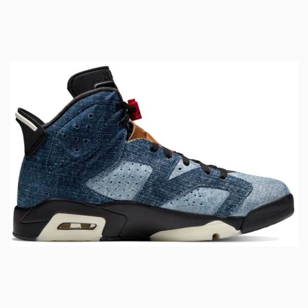 Nike Retro Washed Denim Basketbol Ayakkabısı Air Jordan 6 Erkek Siyah Mavi | JD-287GM