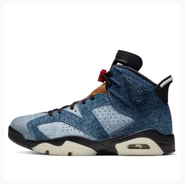 Nike Retro Washed Denim Basketbol Ayakkabısı Air Jordan 6 Erkek Siyah Mavi | JD-287GM