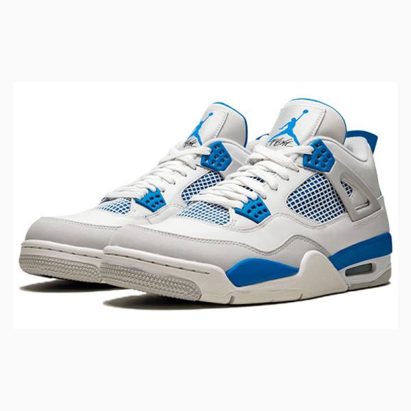 Nike Retro White Military Basketbol Ayakkabısı Air Jordan 4 Erkek Beyaz Mavi | JD-862UR