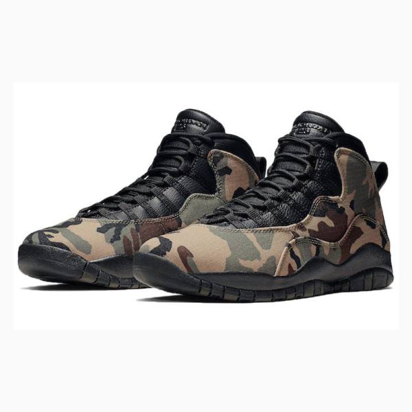 Nike Retro Woodland Camo Basketbol Ayakkabısı Air Jordan 10 Erkek Kahverengi Yeşil | JD-346RP