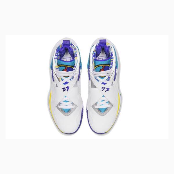 Nike X Court Air Zoom Zero Basketbol Ayakkabısı Air Jordan 8 Kadın Beyaz Mavi Sarı | JD-528RV