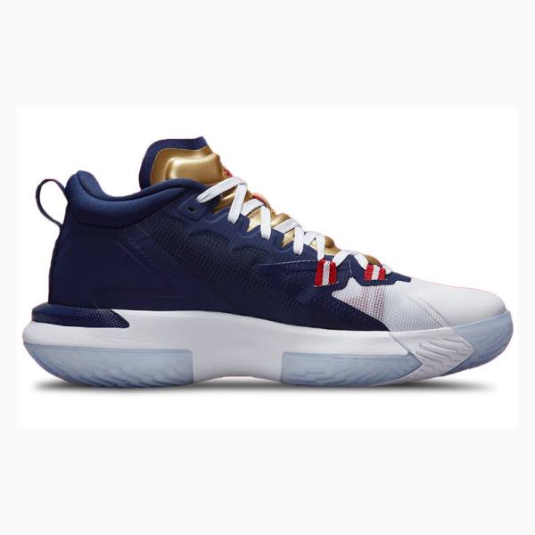 Nike Zion 1 PF USA Basketbol Ayakkabısı Air Jordan Erkek Mavi Altın Kırmızı | JD-407OR