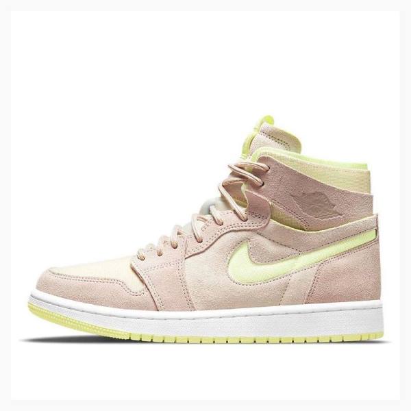 Nike Zoom Air CMFT Lemon Twist Basketbol Ayakkabısı Air Jordan 1 Kadın Sarı Pembe | JD-952XF